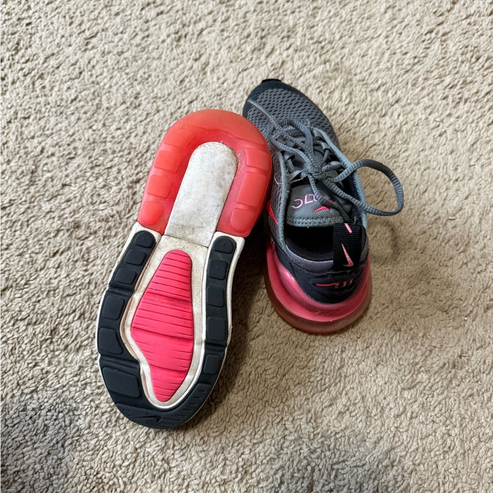 Nike Kids Air Max 270 Gray and Pink Sneakers - Picture 3 of 3